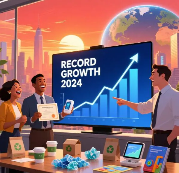 Объявлен рекордный годовой рост благодаря росту мирового спроса на устойчивую упаковку и креативные обучающие продукты.